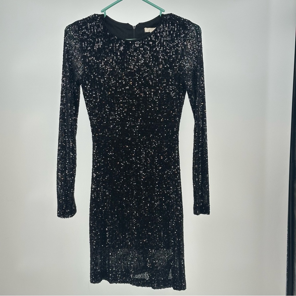 Women’s GB XS Black Sequin‎ Dress LBD Midi
